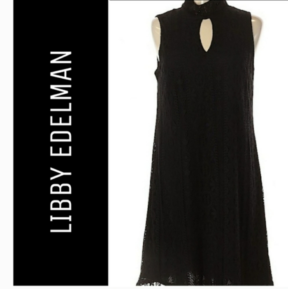 Black Lace Keyhole Neckline Dress